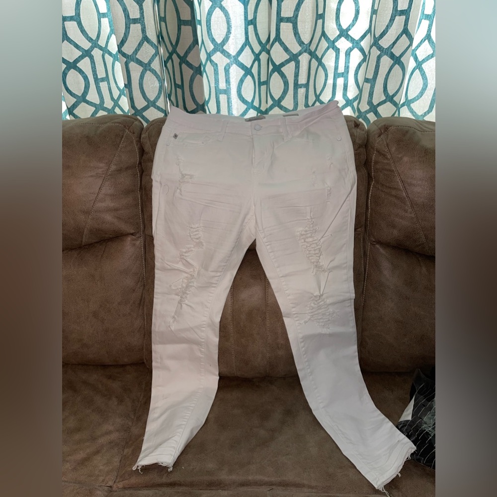 Judy Blue White Distressed Skinny Fit Jeans Size 13/31